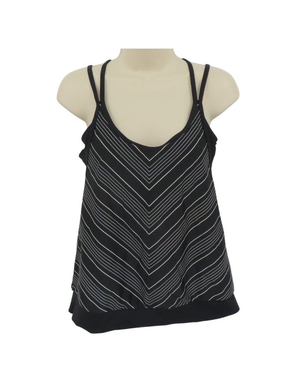 Athleta Women 34 B/C Black White Chevron Tankini Tank Swimwear Swim Top Strappy